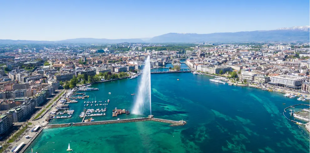 Voyage slow et bas carbone en Suisse - vue de Genève